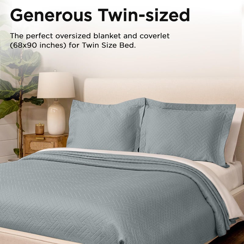 Threadmill Luxury Cotton Blankets for Twin Size Bed | All-Season 100% Cotton Twin Blanket for Bed | Jacquard Lightweight, Soft & Cozy Coverlet, 350GSM, 68 x 90 inches | Scottish Grey - Image 2